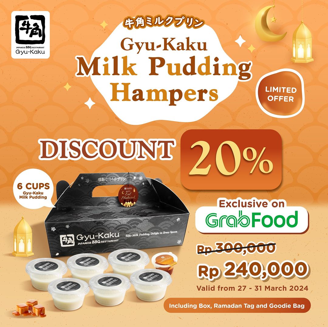 Promo GYUKAKU GRABFOOD – Diskon 20% untuk MILK PUDDING HAMPERS